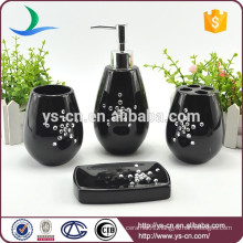 Wholesale 4pcs ceramic hotel bathroom amenity sets with diamond